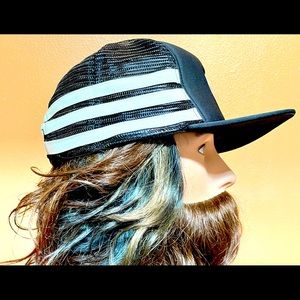 NWOT Adidas Hat OS Black with White Stripes